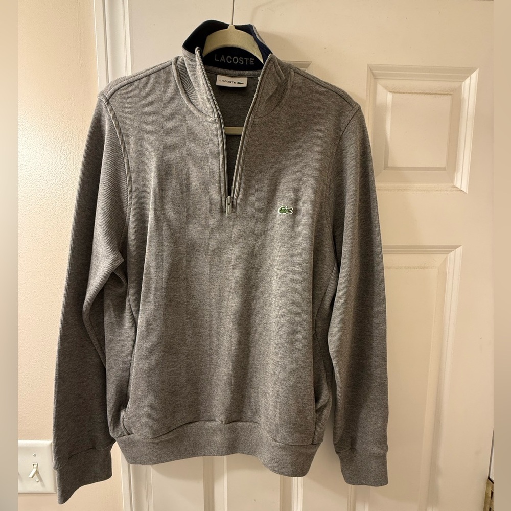 Lacoste Men's Zip-Up Gray Sweater